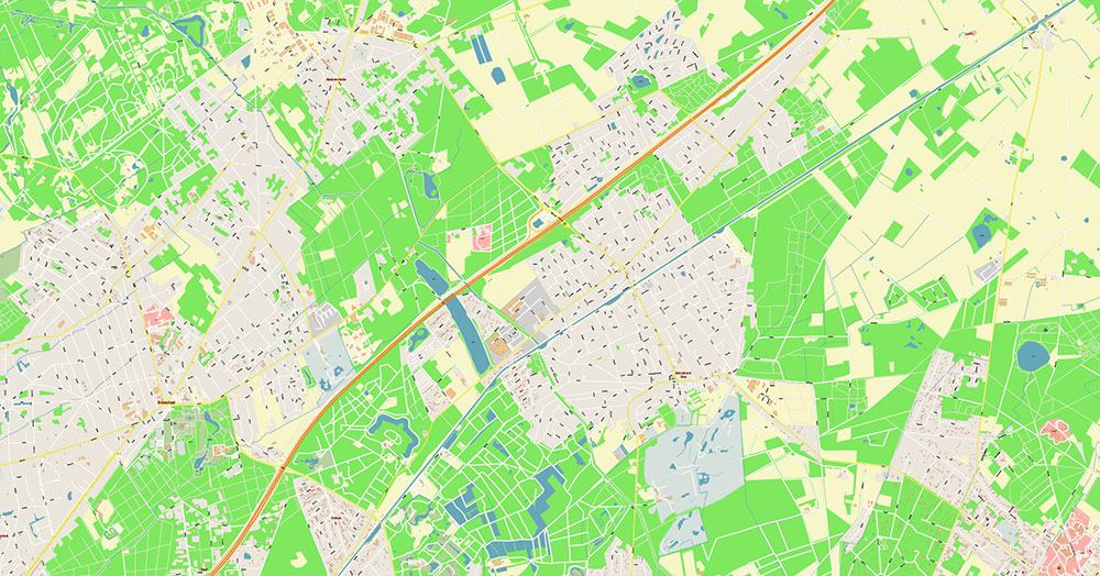 Antwerpen Belgium Vector Map exact detailed City Plan editable Layered Adobe Illustrator Street Map