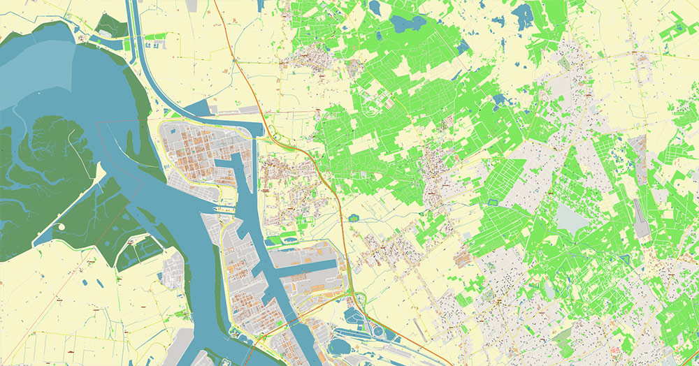 Antwerpen Belgium Vector Map exact detailed City Plan editable Layered Adobe Illustrator Street Map