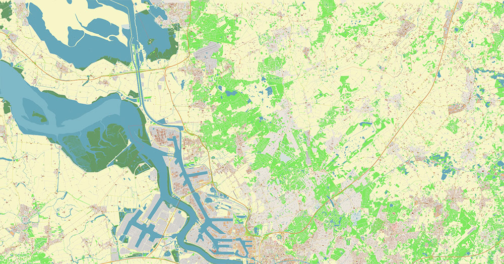 Antwerpen Belgium Vector Map exact detailed City Plan editable Layered Adobe Illustrator Street Map