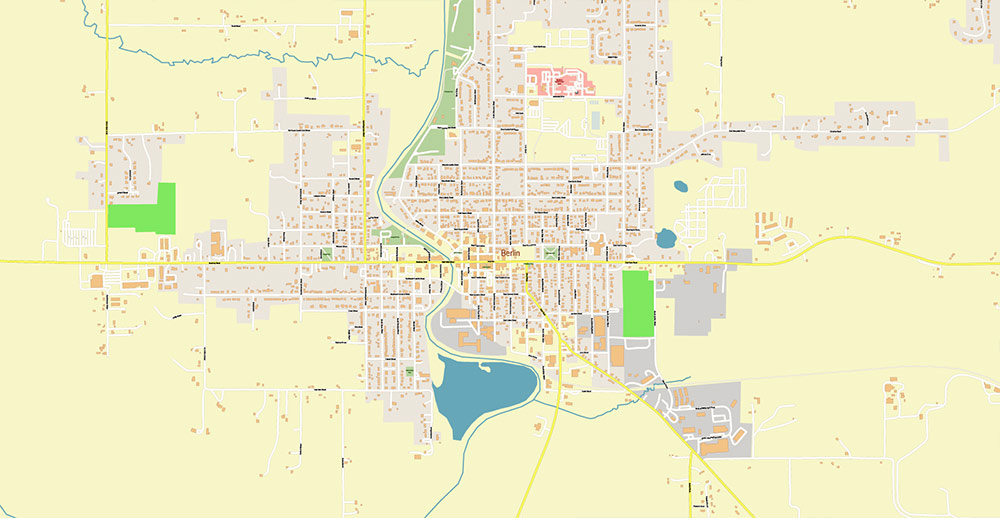 Appleton, Oshkosh, Fond du Lac Wisconsin USA Vector Map: Exact High Detailed Street Map editable Adobe Illustrator in layers