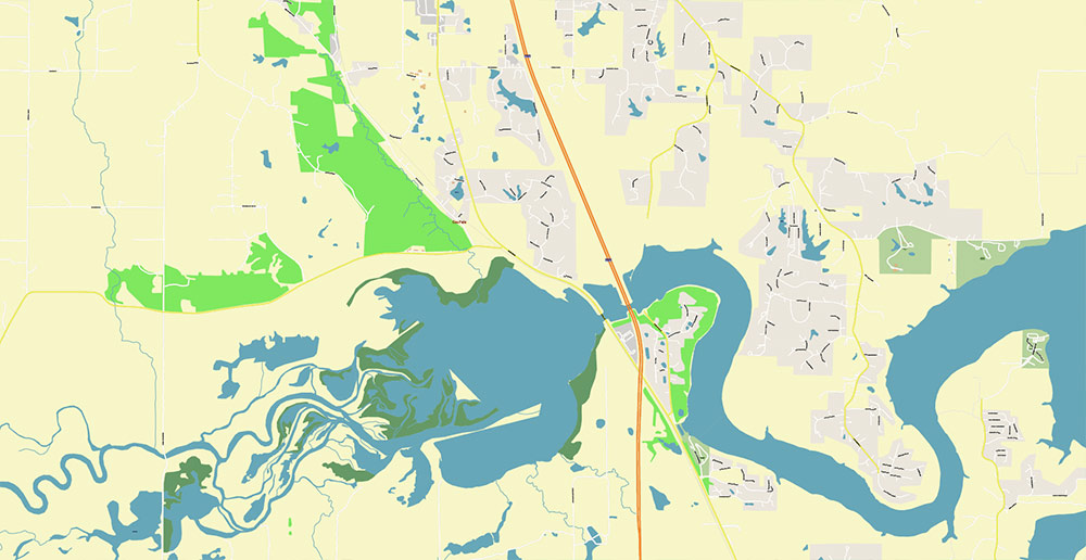 Cedar Rapids and Iowa City Iowa USA Exact High Detailed Street Map editable Adobe Illustrator in layers