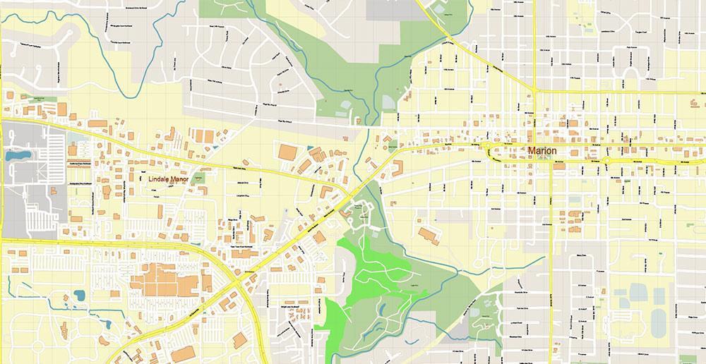Cedar Rapids and Iowa City Iowa USA Exact High Detailed Street Map editable Adobe Illustrator in layers