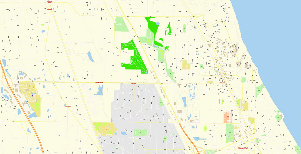Chicago Illinois USA Vector Map: Exact High Detailed Street Map editable Adobe Illustrator in layers