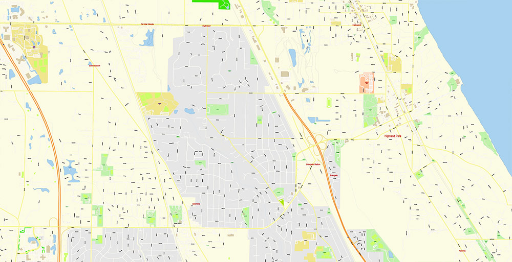 Chicago Illinois USA Vector Map: Exact High Detailed Street Map editable Adobe Illustrator in layers