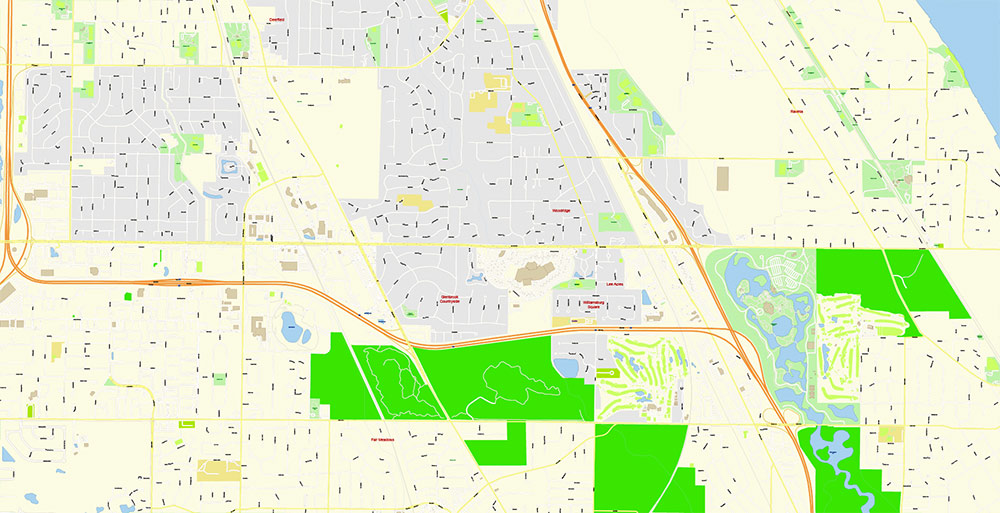 Chicago Illinois USA Vector Map: Exact High Detailed Street Map editable Adobe Illustrator in layers