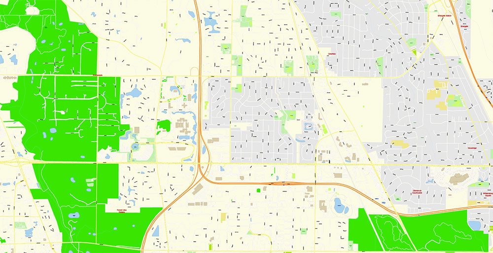 Chicago Illinois USA Vector Map: Exact High Detailed Street Map editable Adobe Illustrator in layers
