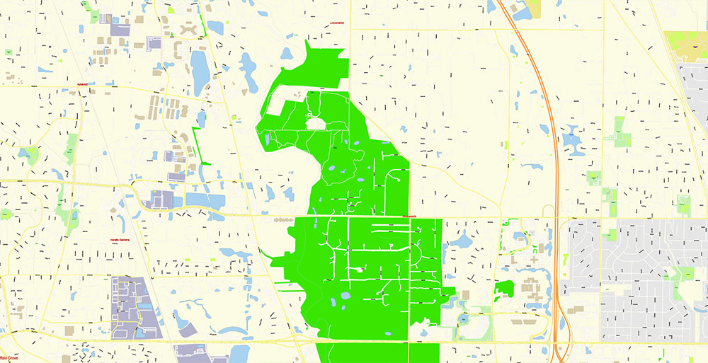 Chicago Illinois USA Vector Map: Exact High Detailed Street Map editable Adobe Illustrator in layers