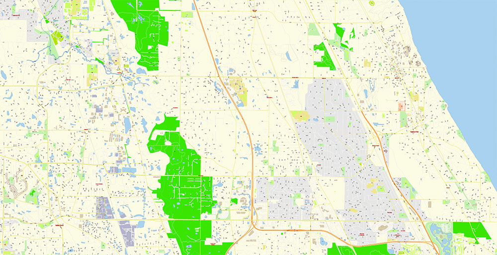 Chicago Illinois USA Vector Map: Exact High Detailed Street Map editable Adobe Illustrator in layers