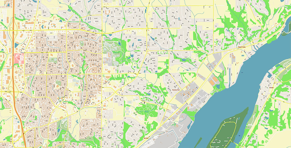 Davenport Iowa USA Vector Map Exact High Detailed Street Map editable Adobe Illustrator in layers