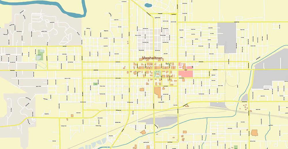 Des Moines Iowa USA Vector Map Exact High Detailed Street Map editable Adobe Illustrator in layers