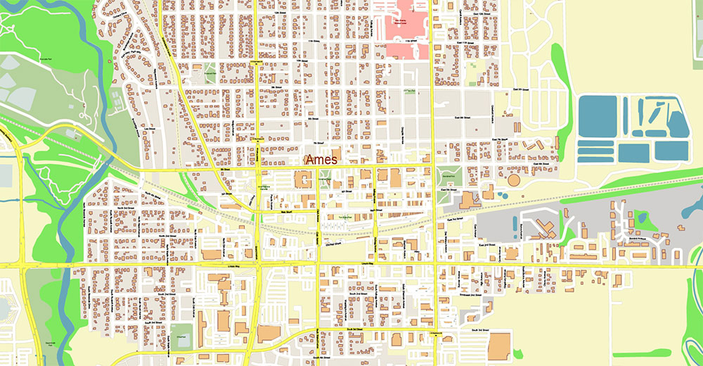Des Moines Iowa USA Vector Map Exact High Detailed Street Map editable Adobe Illustrator in layers