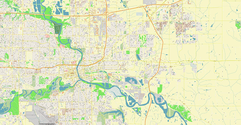 Des Moines Iowa USA Vector Map Exact High Detailed Street Map editable Adobe Illustrator in layers