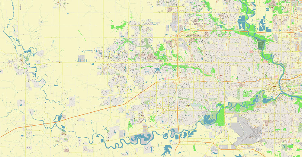 Des Moines Iowa USA Vector Map Exact High Detailed Street Map editable Adobe Illustrator in layers