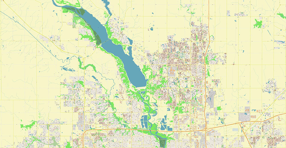 Des Moines Iowa USA Vector Map Exact High Detailed Street Map editable Adobe Illustrator in layers