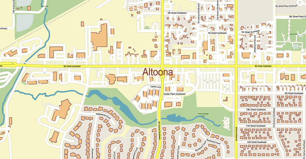 Des Moines Iowa USA Vector Map Exact High Detailed Street Map editable Adobe Illustrator in layers