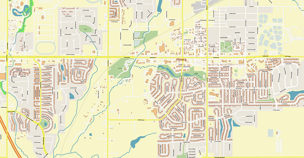 Des Moines Iowa USA Vector Map Exact High Detailed Street Map editable Adobe Illustrator in layers