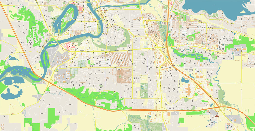 Eau Claire Wisconsin USA Vector Map Exact High Detailed Street Map editable Adobe Illustrator in layers
