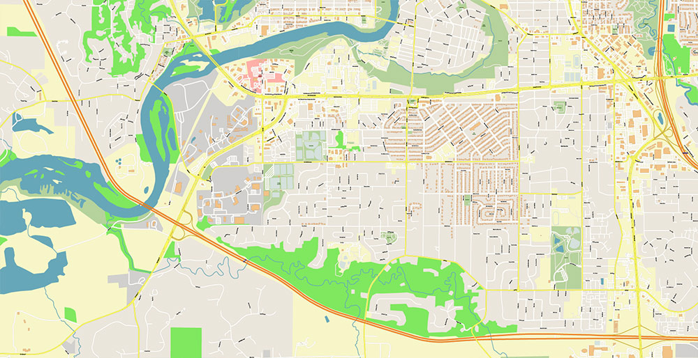 Eau Claire Wisconsin USA Vector Map Exact High Detailed Street Map editable Adobe Illustrator in layers