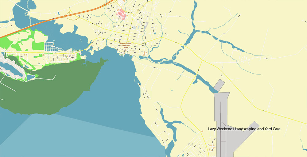 Elizabeth City and Plymouth North Carolina USA Vector Map Exact High Detailed Street Map editable Adobe Illustrator in layers
