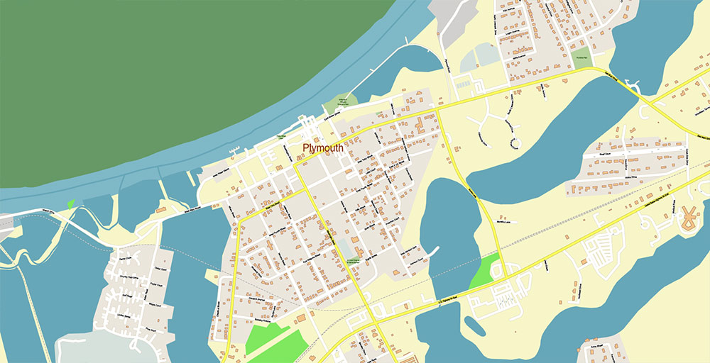 Elizabeth City and Plymouth North Carolina USA Vector Map Exact High Detailed Street Map editable Adobe Illustrator in layers