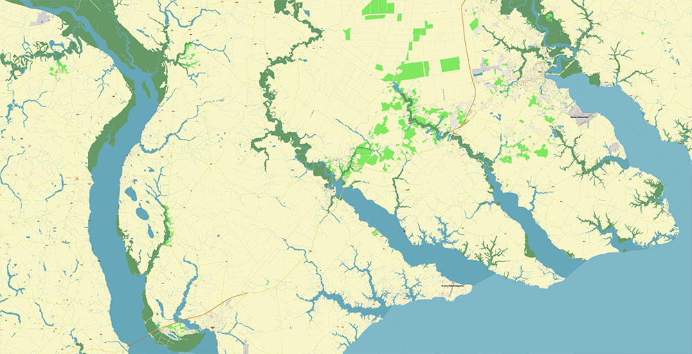 Elizabeth City and Plymouth North Carolina USA Vector Map Exact High Detailed Street Map editable Adobe Illustrator in layers