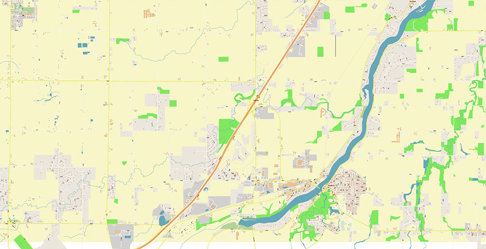 Green Bay Wisconsin USA Vector Map Exact High Detailed Street Map editable Adobe Illustrator in layers