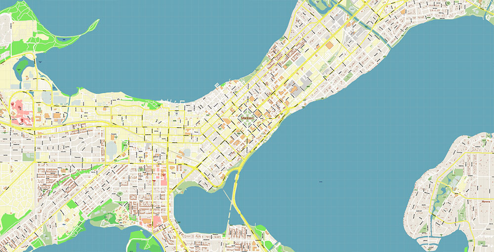 Madison Wisconsin USA Vector Map: Exact High Detailed Street Map editable Adobe Illustrator in layers