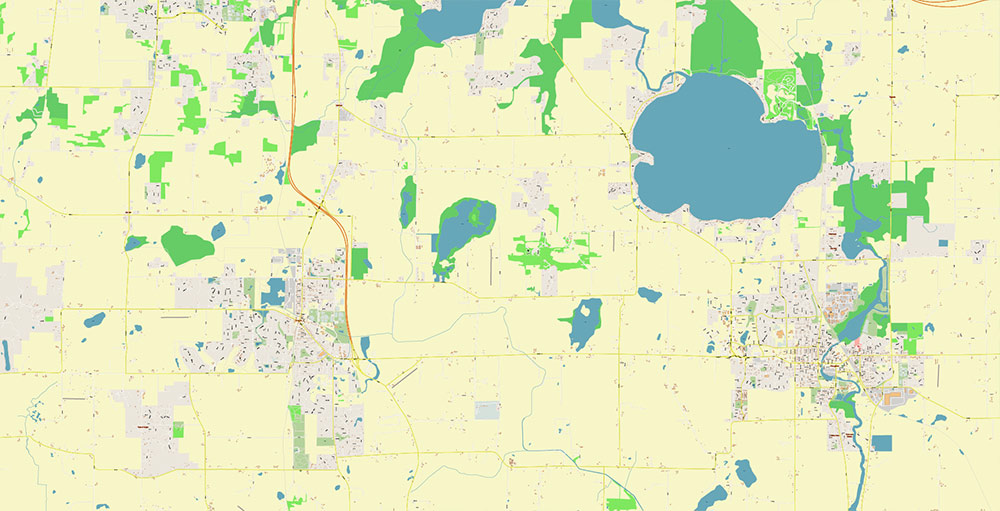 Madison Wisconsin USA Vector Map: Exact High Detailed Street Map editable Adobe Illustrator in layers