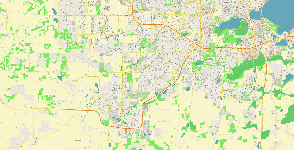 Madison Wisconsin USA Vector Map: Exact High Detailed Street Map editable Adobe Illustrator in layers