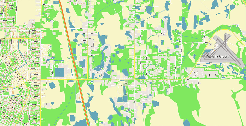 Melbourne Florida USA Vector Map Exact High Detailed Street Map editable Adobe Illustrator in layers