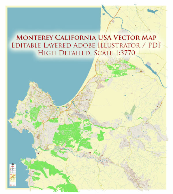 printable map Monterey California USA – Maps in Vector: Detailed Street ...