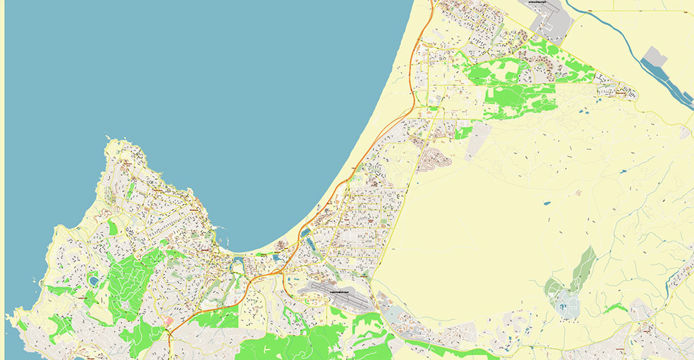 Monterey California USA Vector Map: Exact High Detailed Street Map editable Adobe Illustrator in layers