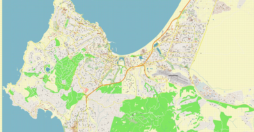 Monterey California USA Vector Map: Exact High Detailed Street Map editable Adobe Illustrator in layers
