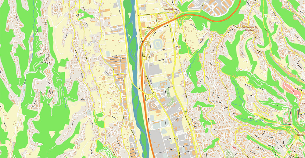 Nice France Vector Map: Exact High Detailed Street Map editable Adobe Illustrator in layers