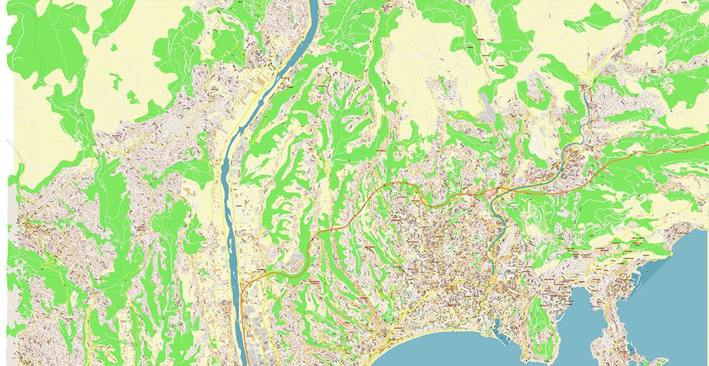Nice France Vector Map: Exact High Detailed Street Map editable Adobe ...