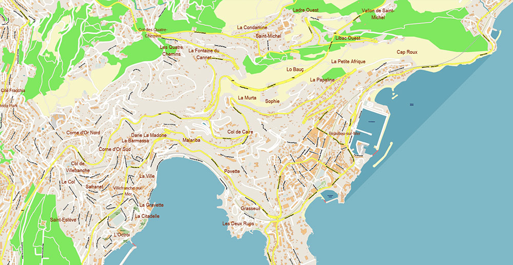 Nice France Vector Map: Exact High Detailed Street Map editable Adobe Illustrator in layers