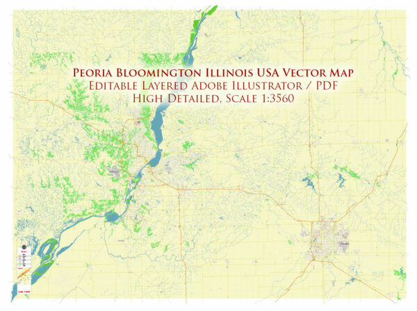 Peoria and Bloomington Illinois USA Vector Map: Exact High Detailed Street Map editable Adobe Illustrator in layers Peoria and Bloomington Illinois USA Vector Map: Exact High Detailed Street Map editable Adobe Illustrator in layers