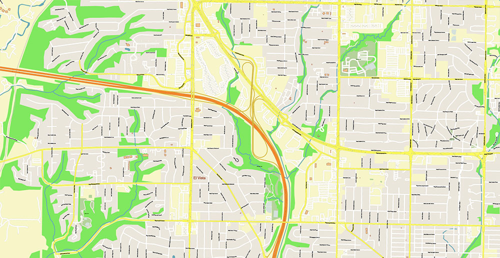 Peoria and Bloomington Illinois USA Vector Map: Exact High Detailed Street Map editable Adobe Illustrator in layers
