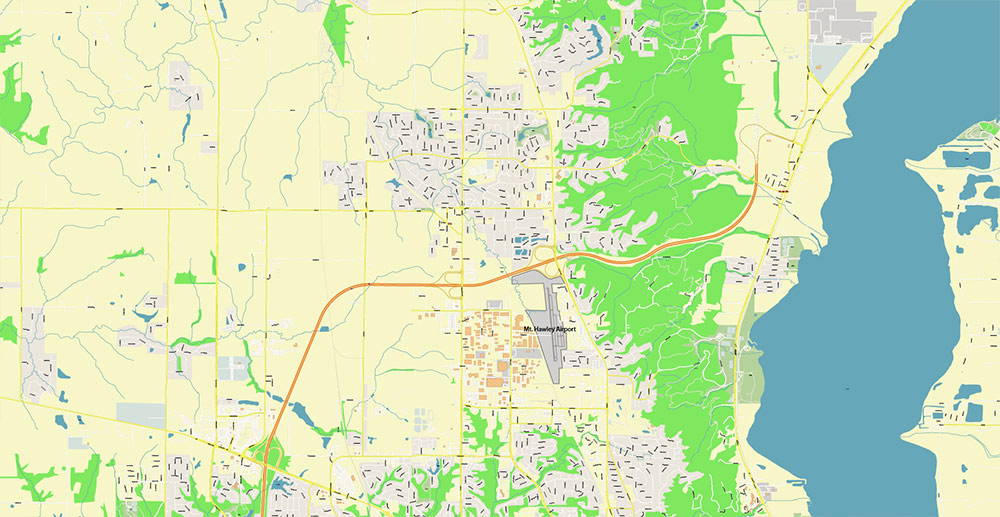 Peoria and Bloomington Illinois USA Vector Map: Exact High Detailed Street Map editable Adobe Illustrator in layers