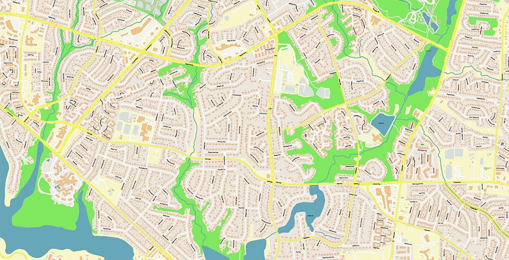 Richmond + Petersburg Virginia USA Vector Map Exact High Detailed Street Map editable Adobe Illustrator in layers