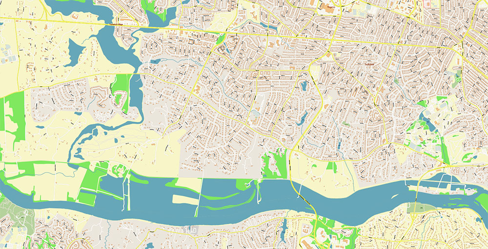 Richmond + Petersburg Virginia USA Vector Map Exact High Detailed Street Map editable Adobe Illustrator in layers