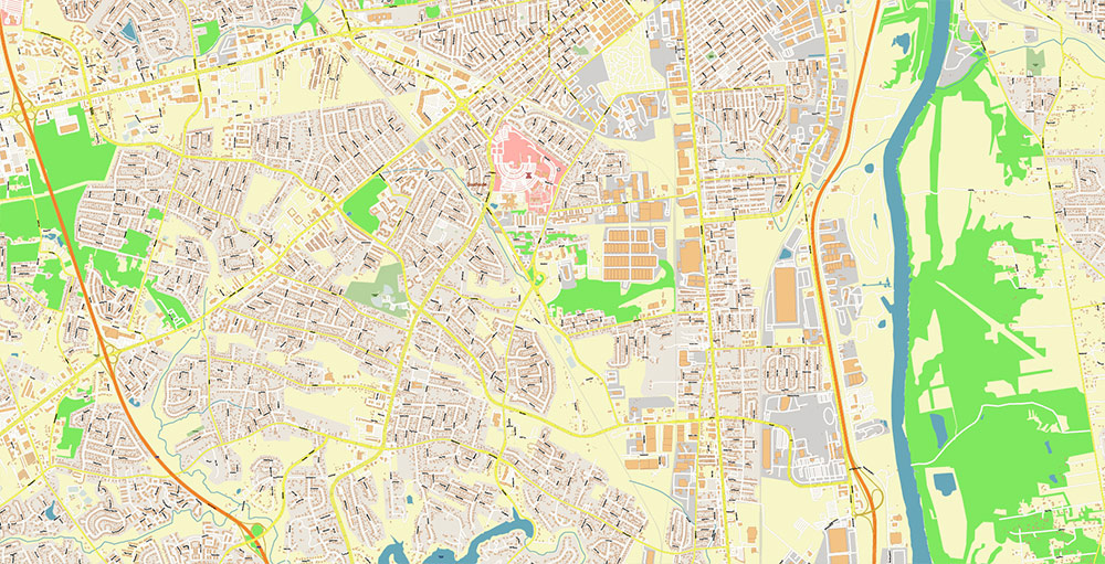 Richmond + Petersburg Virginia USA Vector Map Exact High Detailed Street Map editable Adobe Illustrator in layers