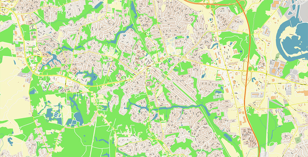 Richmond + Petersburg Virginia USA Vector Map Exact High Detailed Street Map editable Adobe Illustrator in layers
