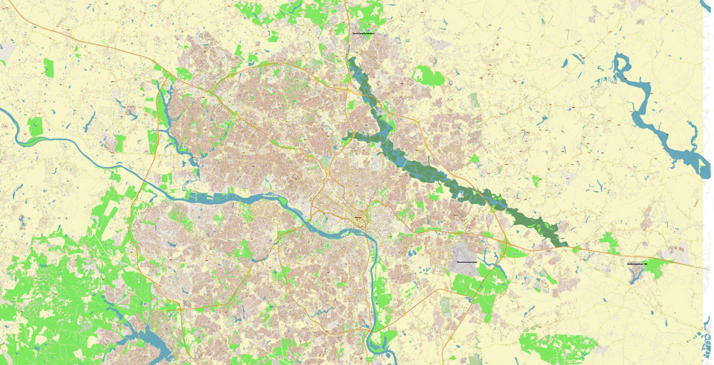 Richmond + Petersburg Virginia USA Vector Map Exact High Detailed Street Map editable Adobe Illustrator in layers