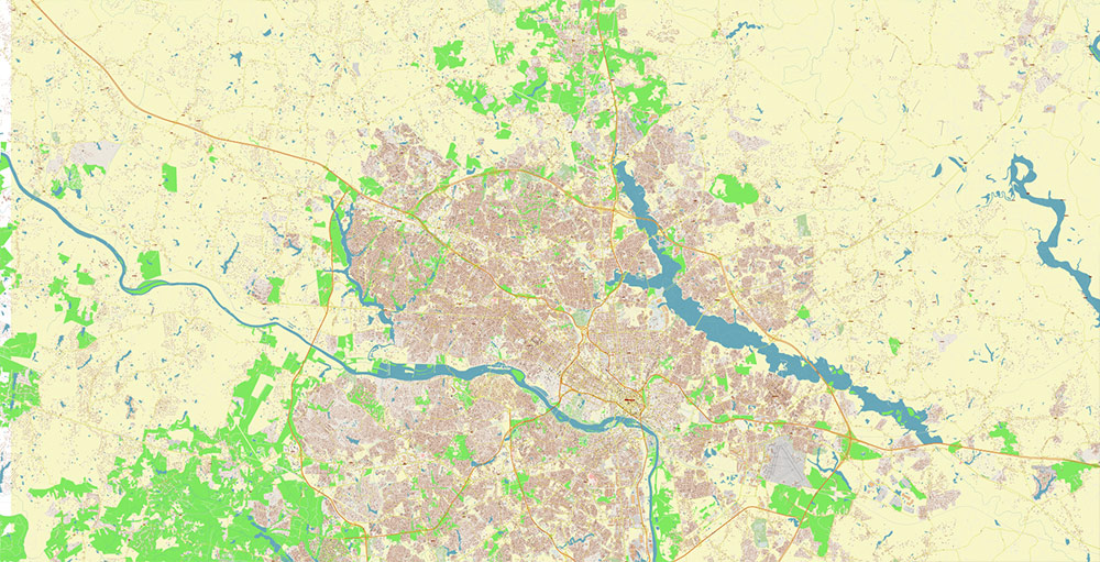 Richmond + Petersburg Virginia USA Vector Map Exact High Detailed Street Map editable Adobe Illustrator in layers