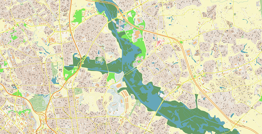 Richmond + Petersburg Virginia USA Vector Map Exact High Detailed Street Map editable Adobe Illustrator in layers