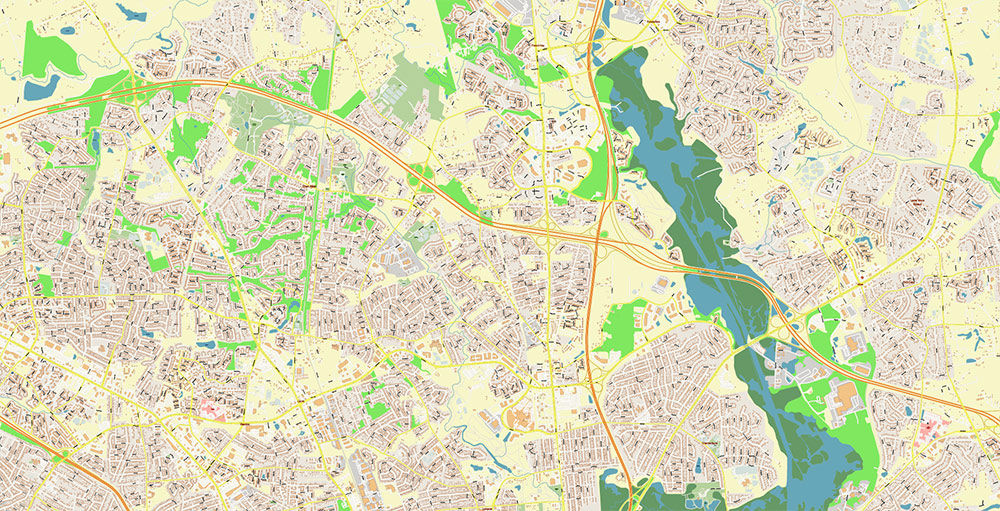 Richmond + Petersburg Virginia USA Vector Map Exact High Detailed Street Map editable Adobe Illustrator in layers