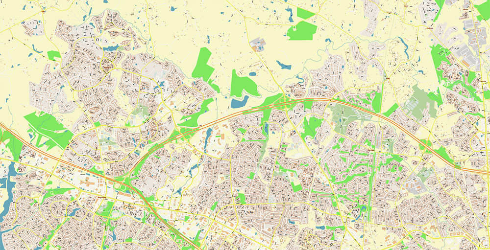 Richmond + Petersburg Virginia USA Vector Map Exact High Detailed Street Map editable Adobe Illustrator in layers