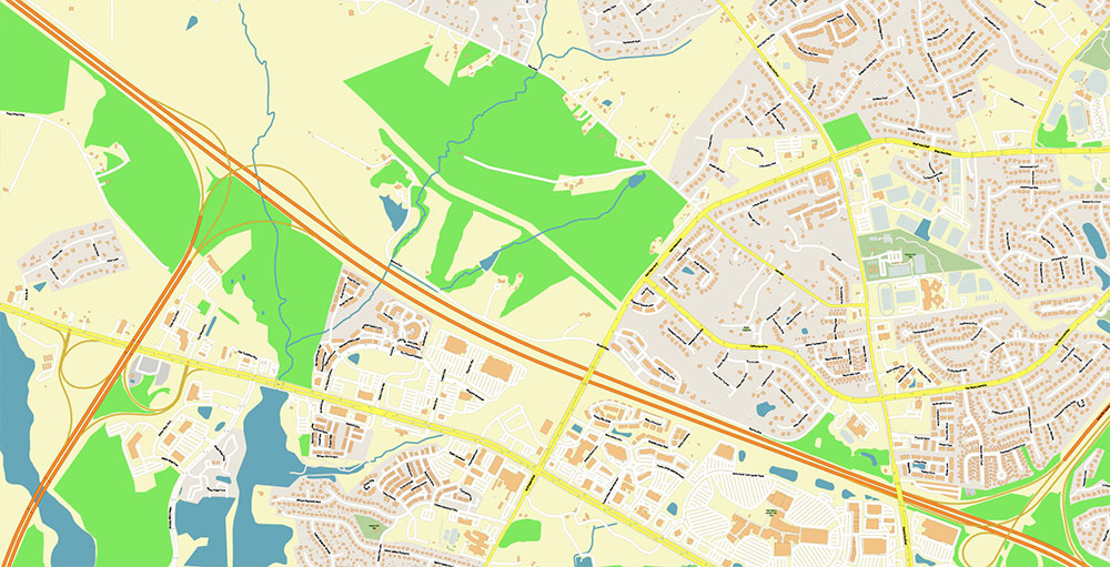 Richmond + Petersburg Virginia USA Vector Map Exact High Detailed Street Map editable Adobe Illustrator in layers