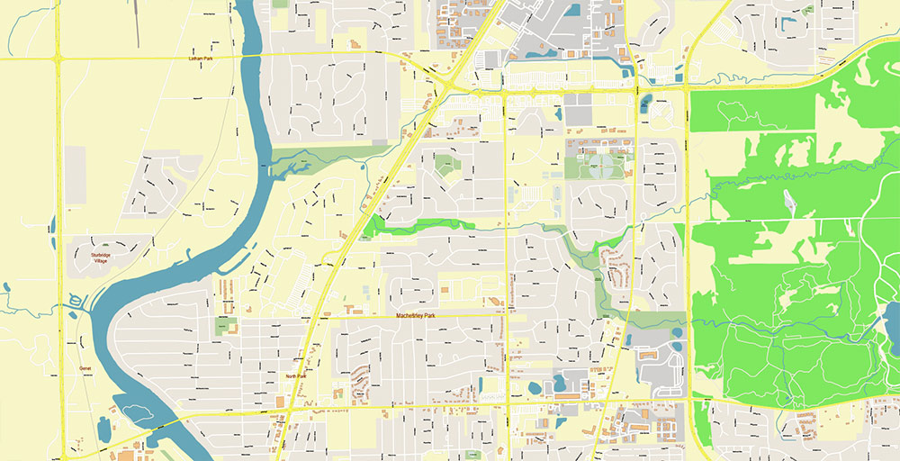 Rockford Illinois USA Vector Map: Exact High Detailed Street Map editable Adobe Illustrator in layers